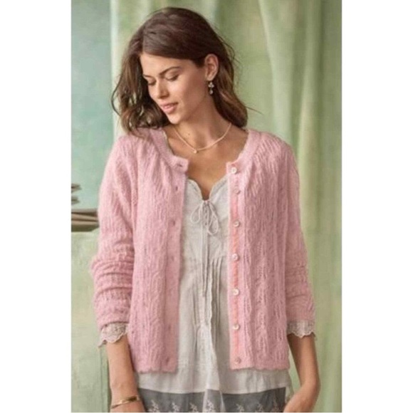 Sundance LaRosa Pink Mohair/Lambswool Cardigan XS Femme Softgirl vtg inspired - Picture 1 of 4